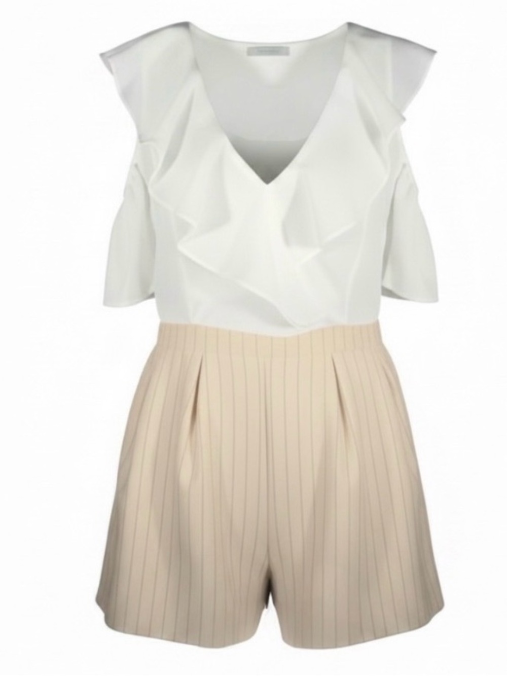 NWT Entry White and Tan Romper M